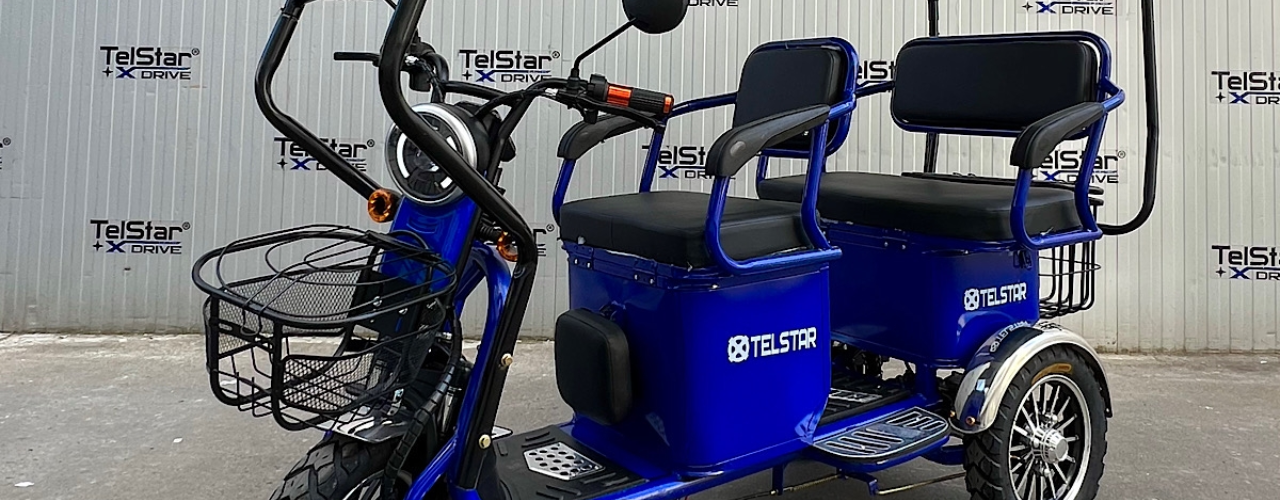 Соларна карго четириместна електрическа триколка с покрив TELSTAR TS-005.3 1500W 60V 23Ah